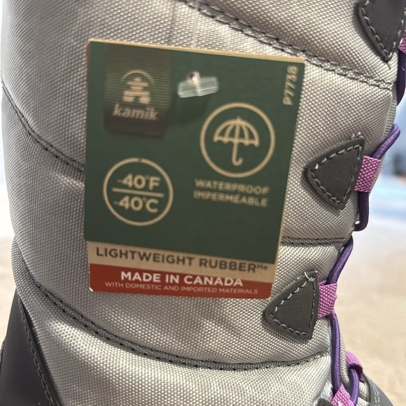 Kamik snowgypsy size 3 snowboots   Gray, purple faux fur - Picture 5 of 6